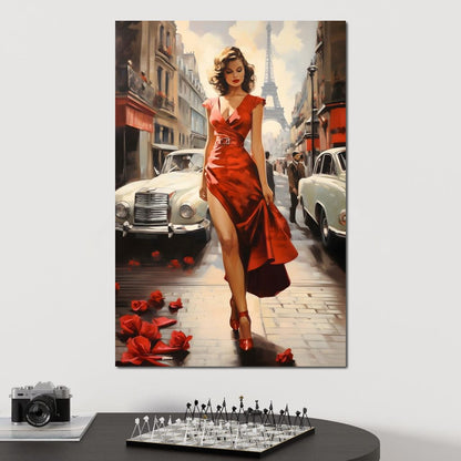 Glamour in the Streets of Paris Canvas Wall Art