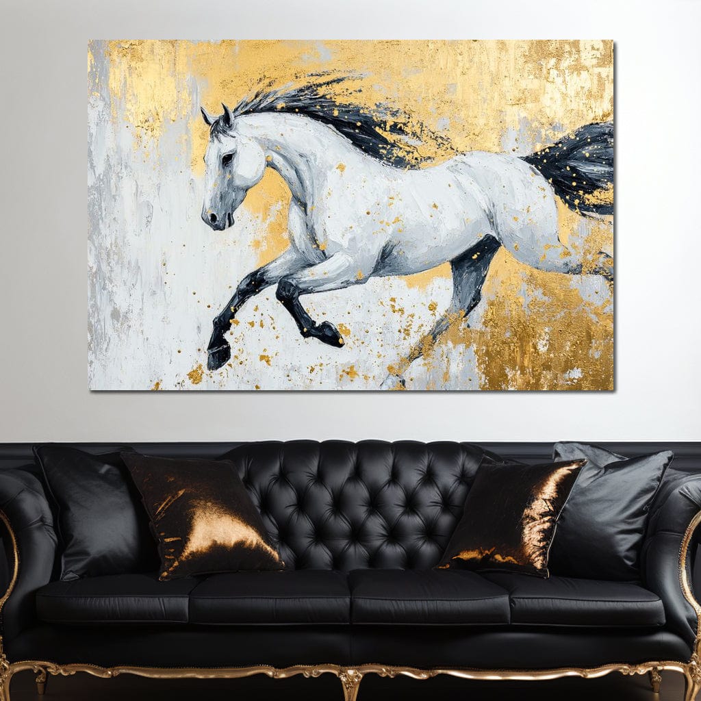 Golden Freedom Gallop Canvas Wall Art