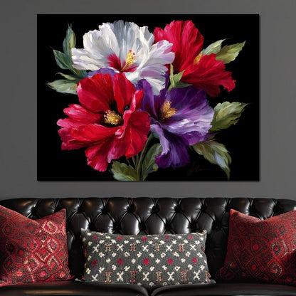 Velvet Peony Trio Bouquet Canvas Wall Art