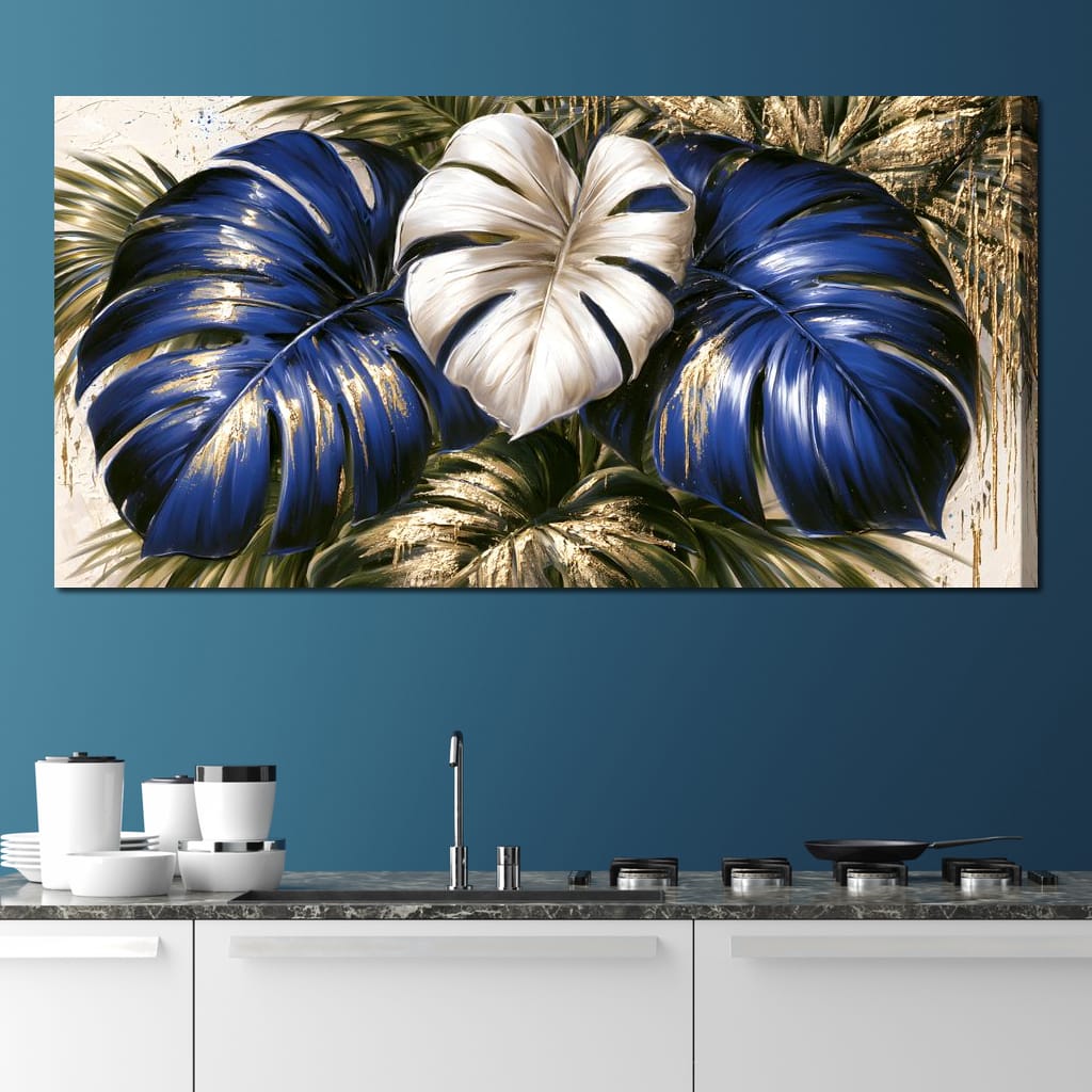 Gilded Foliage Under Midnight Light Canvas Wall Art