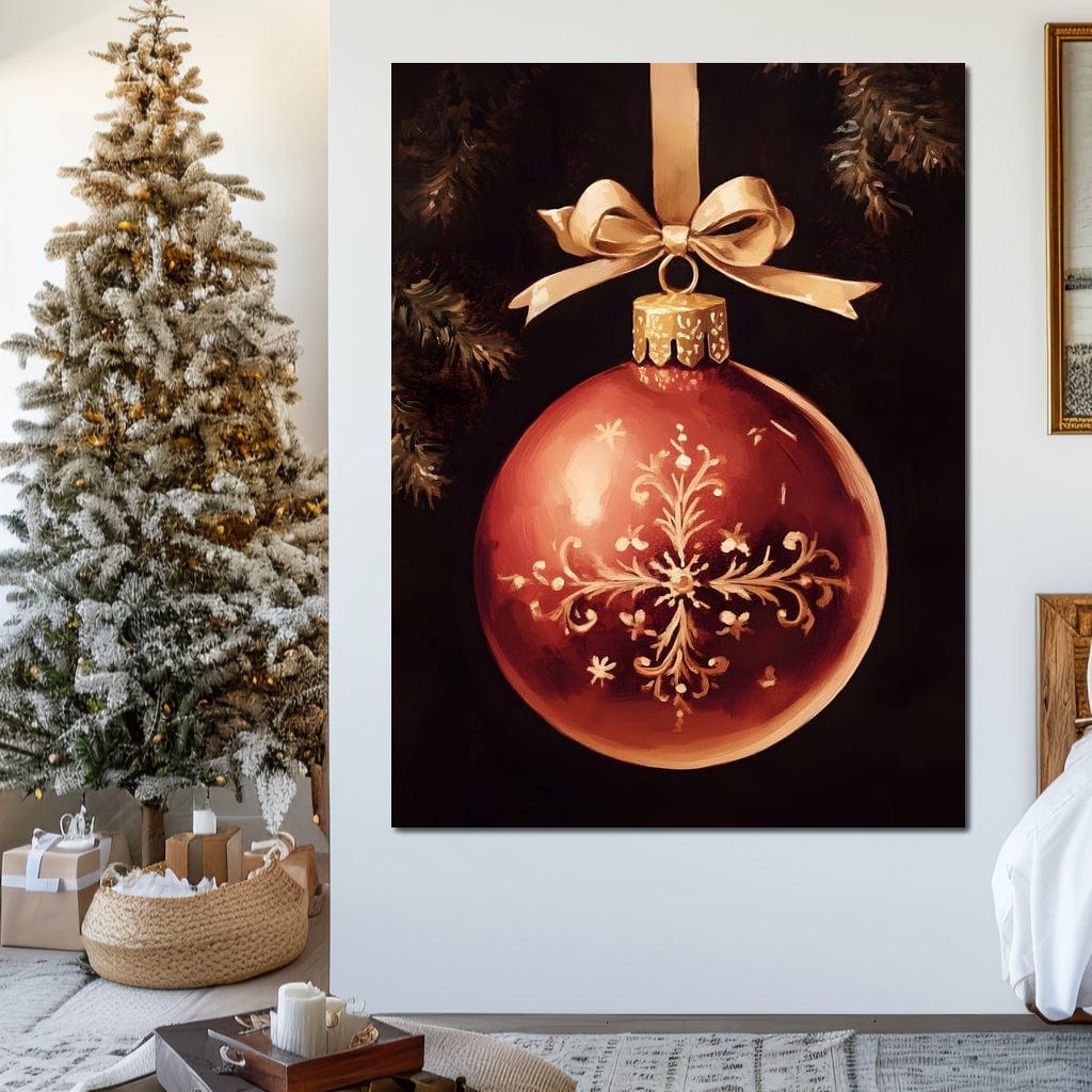 Classic Christmas Bauble Charm Canvas Wall Art
