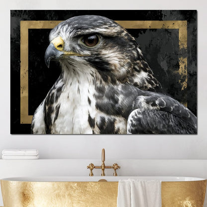 Golden Frame Falcon Portrait Canvas Wall Art