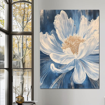 Petal Harmony in Blooming White Canvas Wall Art