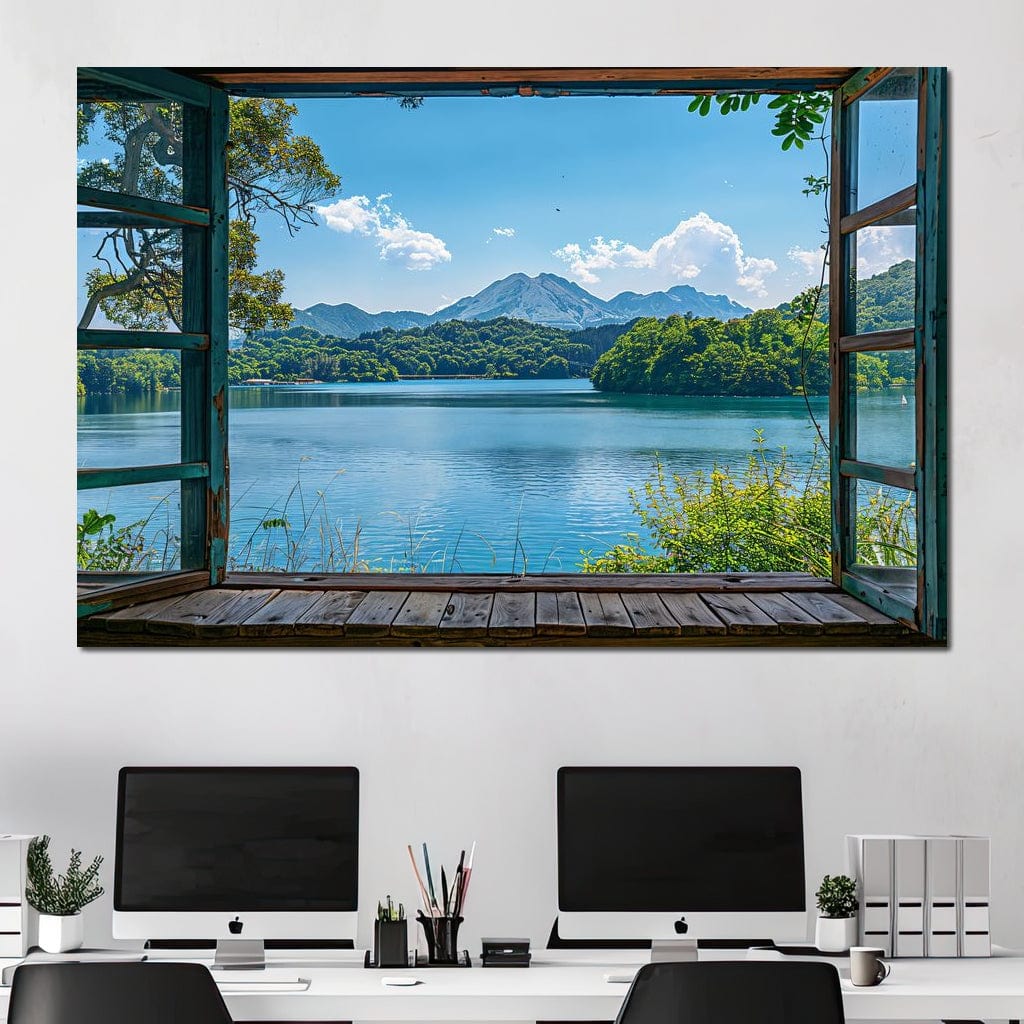 Serene Lakeside Retreat Canvas Wall Art