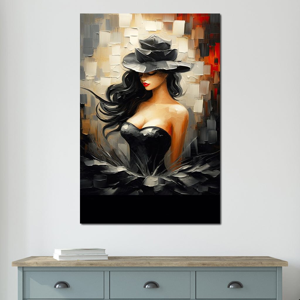 Noir Elegance in Bloom Canvas Wall Art
