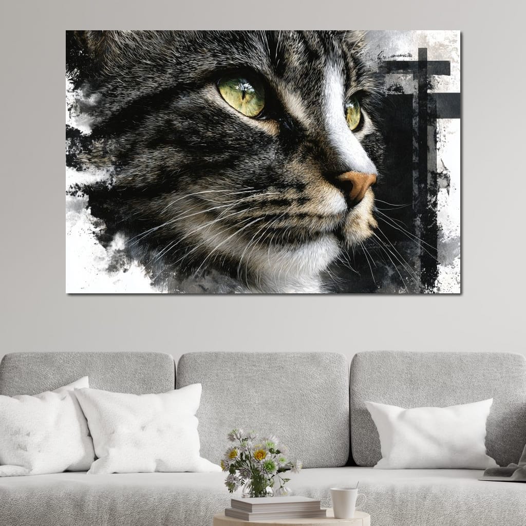 Golden Eyed Cat Portrait Canvas Wall Art