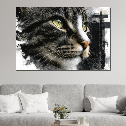 Golden Eyed Cat Portrait Canvas Wall Art