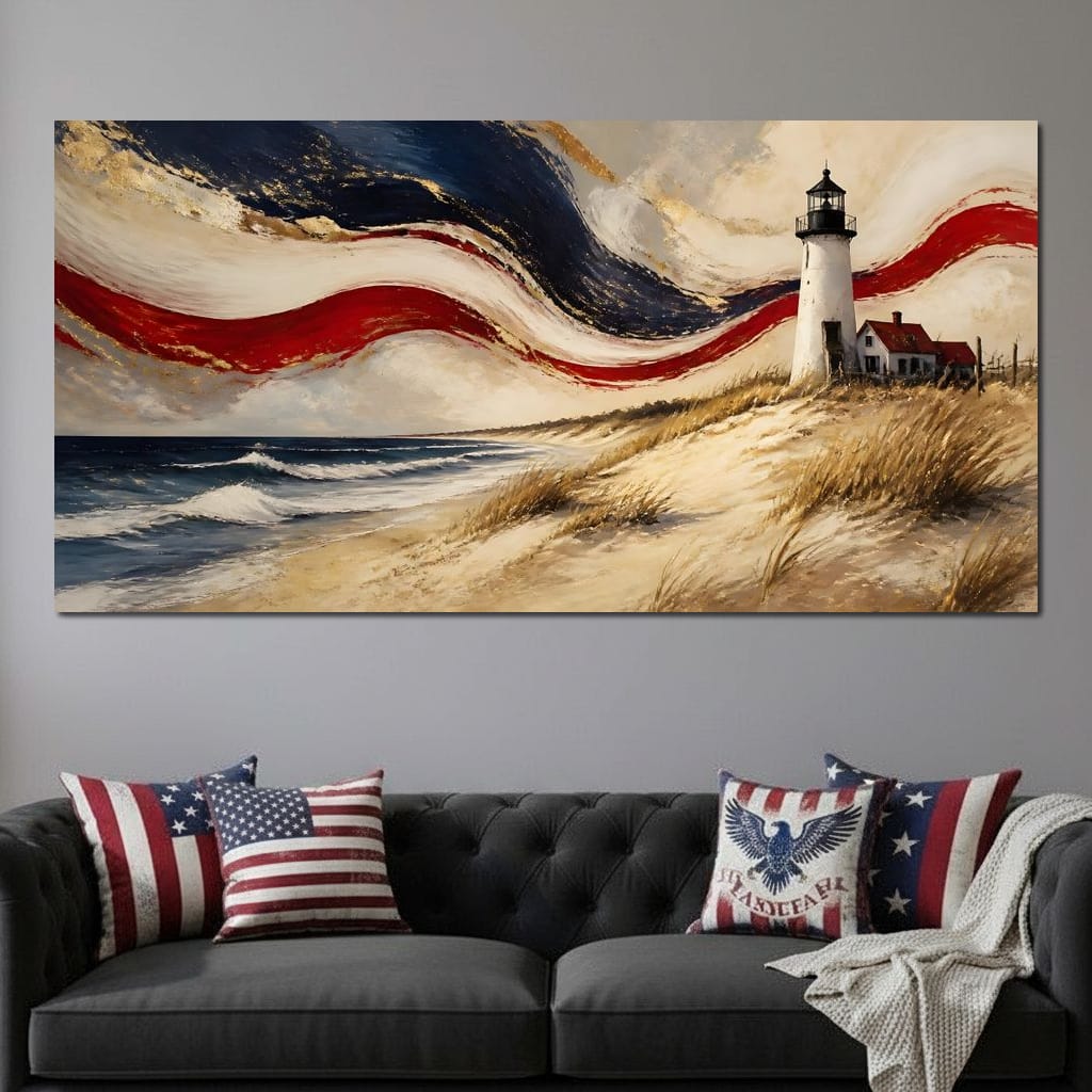 Coastal Beacon Of Freedom Canvas Wall Art