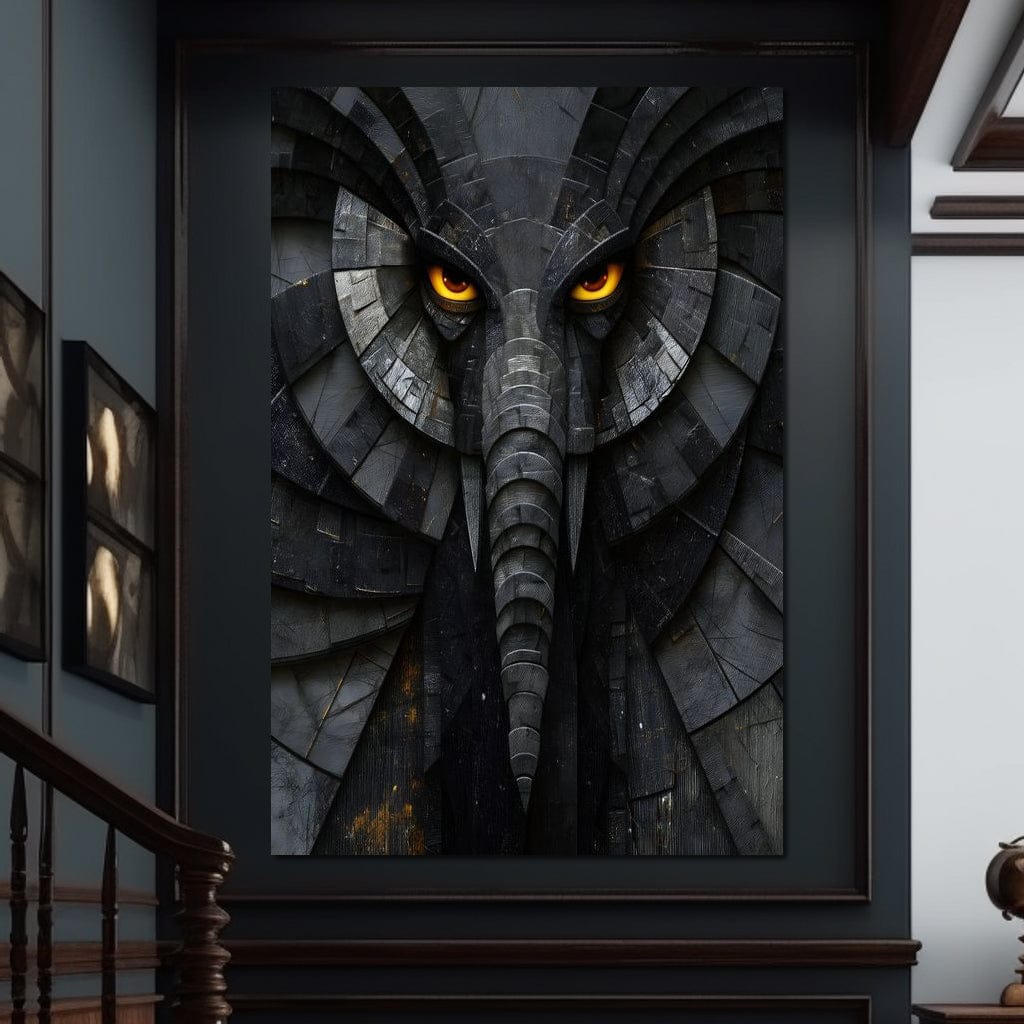 Obsidian Elephant Guardian Canvas Wall Art