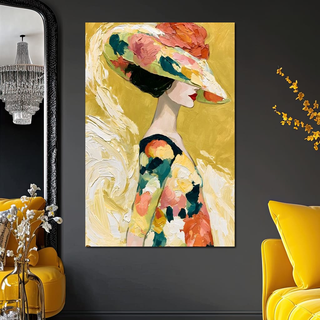 Golden Garden Gala Silhouette Canvas Wall Art
