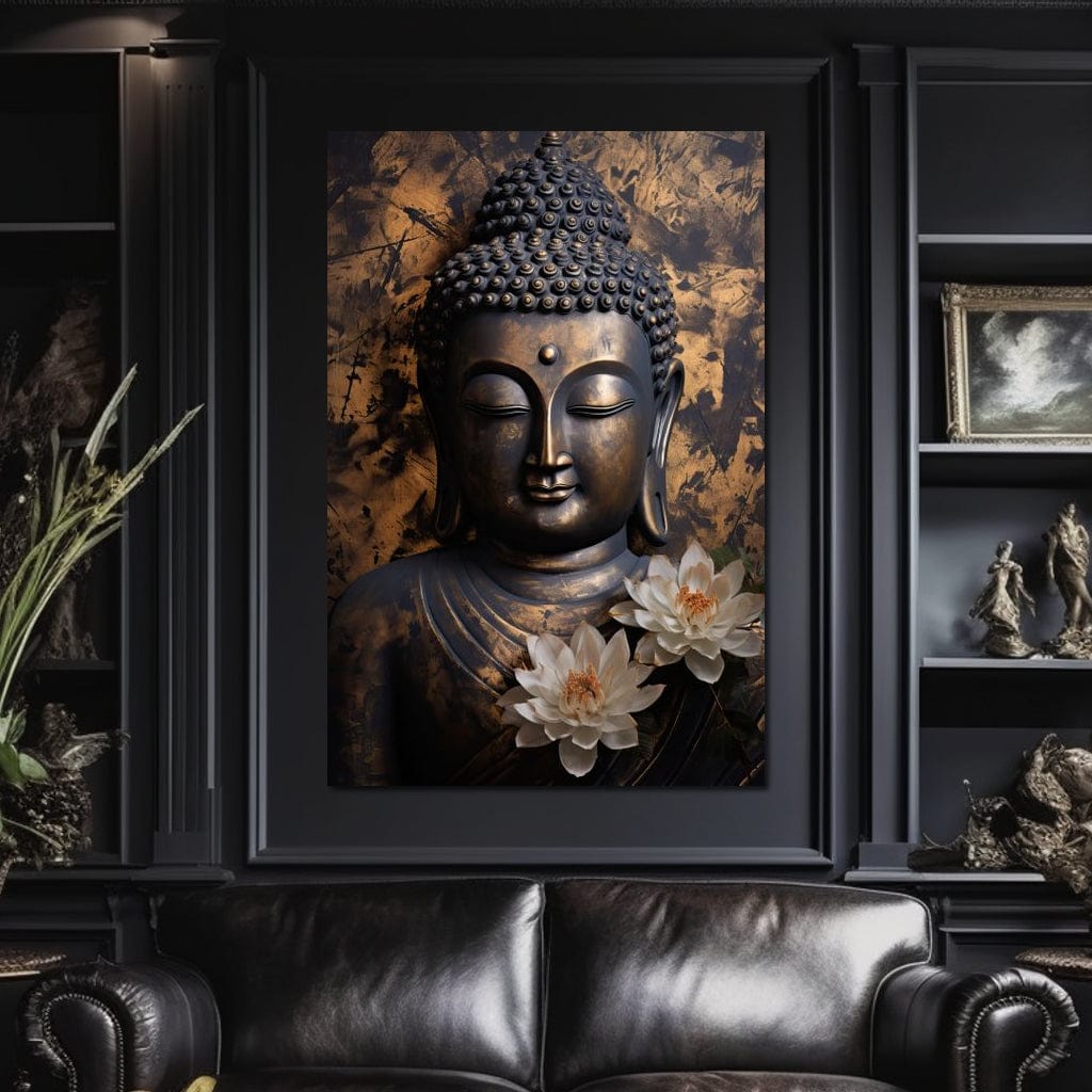 Buddha's Bronze Serenity Canvas Wall Art