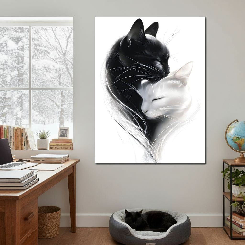 Cats Embrace Canvas Wall Art