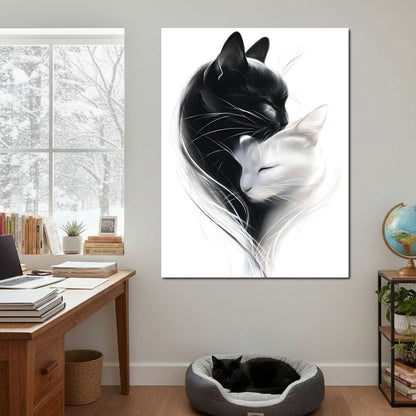 Cats Embrace Canvas Wall Art