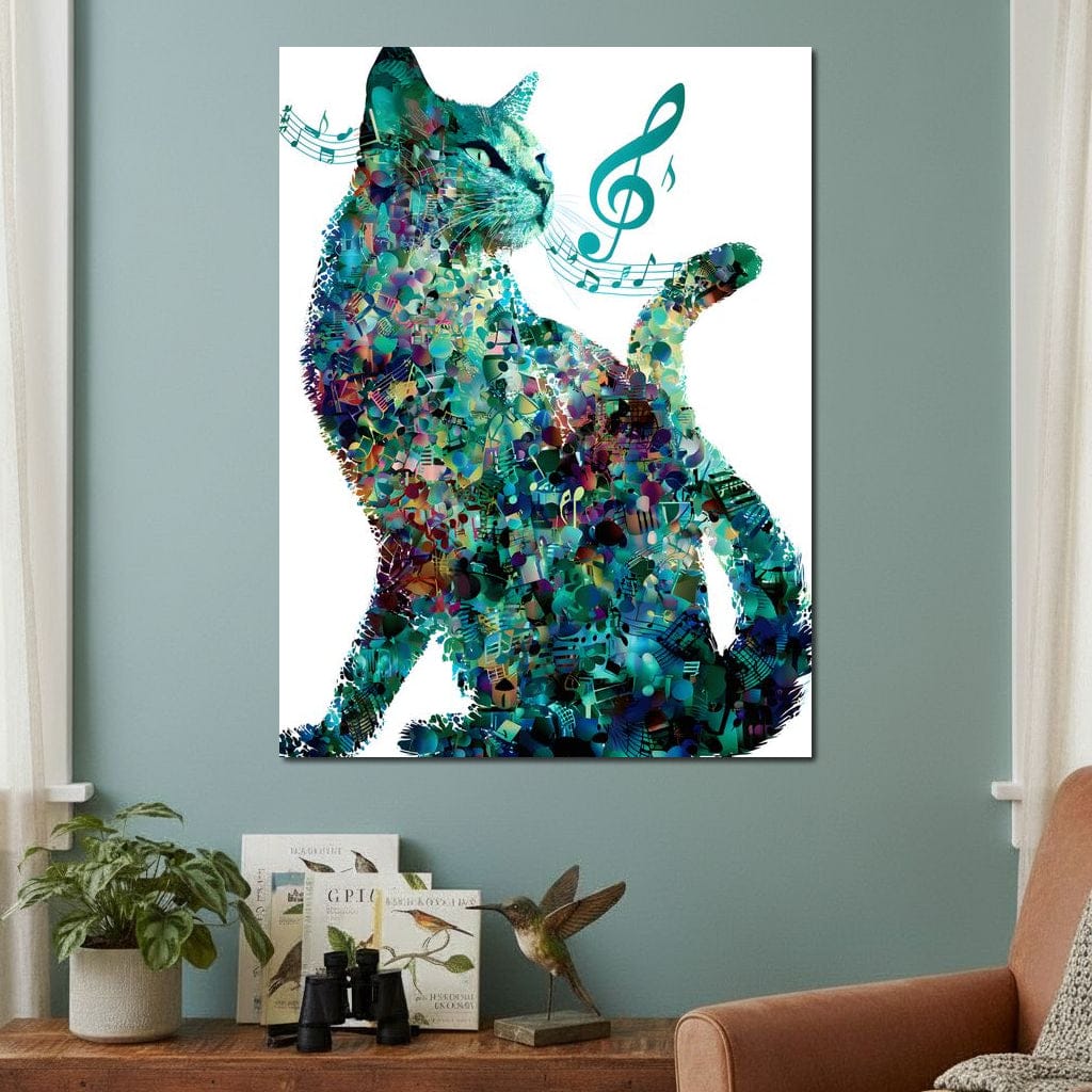 Melody Paws Neon Cat Muse Canvas Wall Art