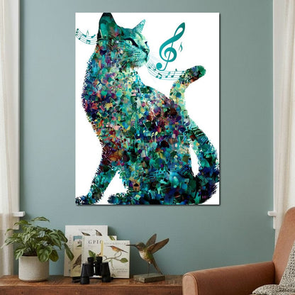 Melody Paws Neon Cat Muse Canvas Wall Art
