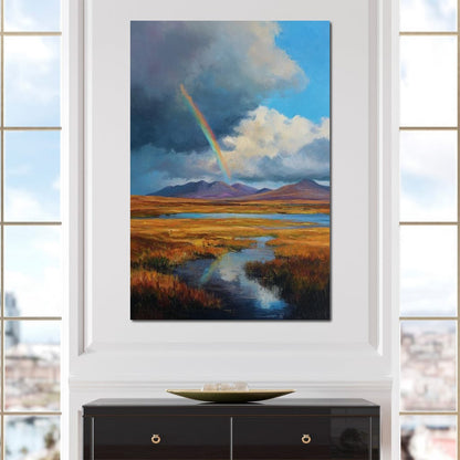 Rainbow Over Highland Moorland Canvas Wall Art