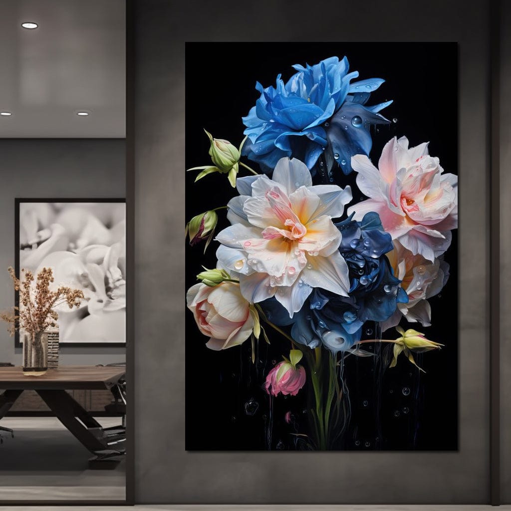 Midnight Flower Symphony Canvas Wall Art