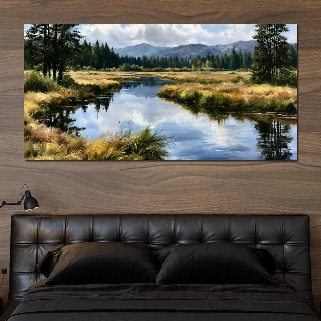 Silent Waters Reflecting Mountain Clouds Canvas Wall Art