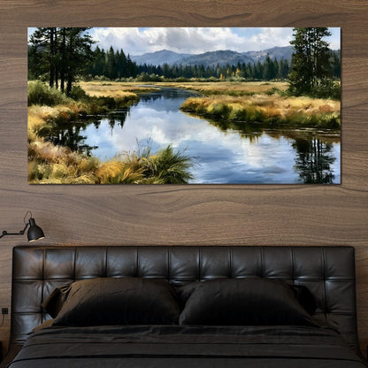 Silent Waters Reflecting Mountain Clouds Canvas Wall Art