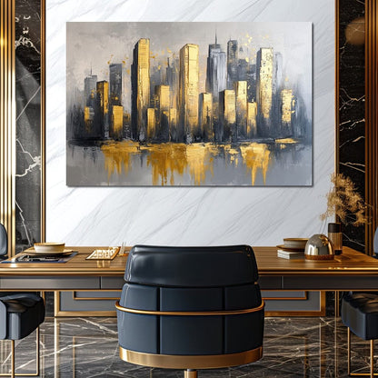 Golden Skyline Awakening Canvas Wall Art