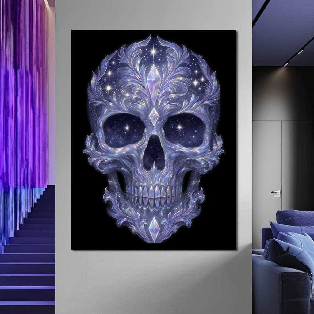 Galactic Crystal Skull Nebula Canvas Wall Art