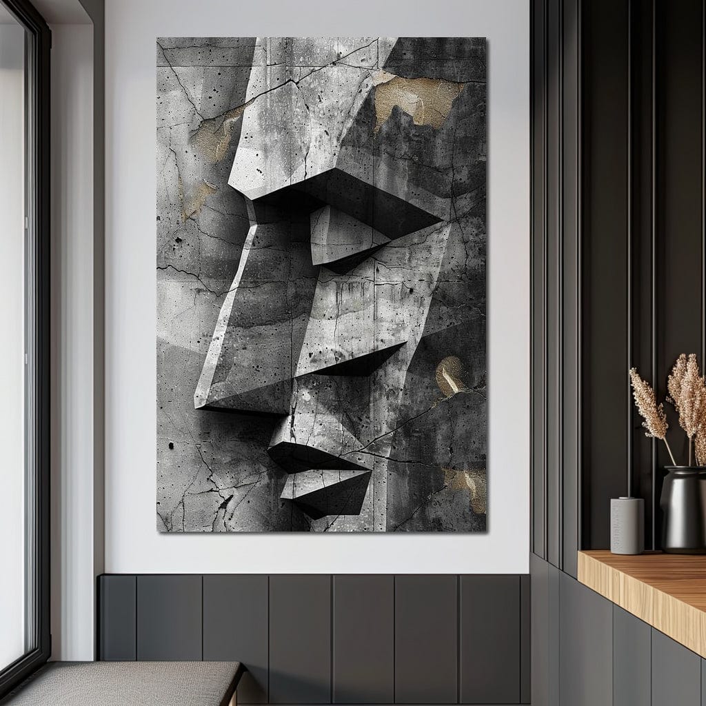 Monochrome Geometric Echoes Canvas Wall Art