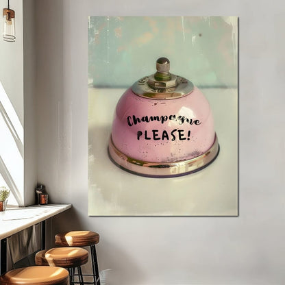 Champagne Please Service Bell Canvas Wall Art