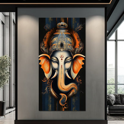 Divine Graceful Ganesha's Blessing Canvas Wall Art