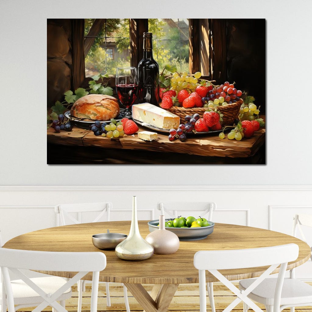 Fruit Cheese Wine 1 Canvas Wall Art