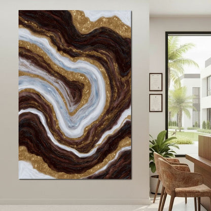 Gilded Marble River Flow Canvas Wall Art