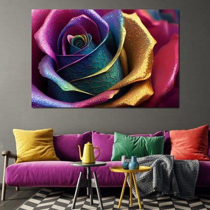 Multicolor Digital Flower Canvas Wall Art