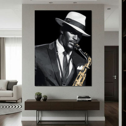 Midnight Jazz Saxophone Groove Canvas Wall Art