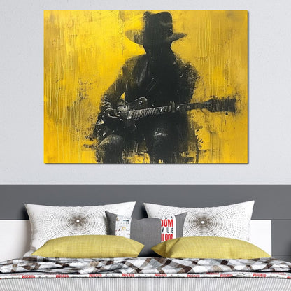 Golden Melody Silhouette Canvas Wall Art