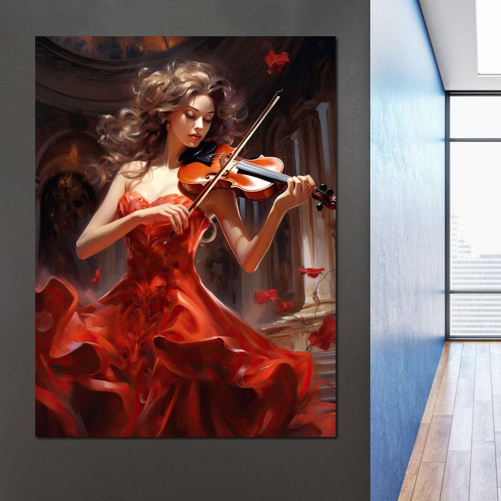 Elegance Strumming the Strings Canvas Wall Art