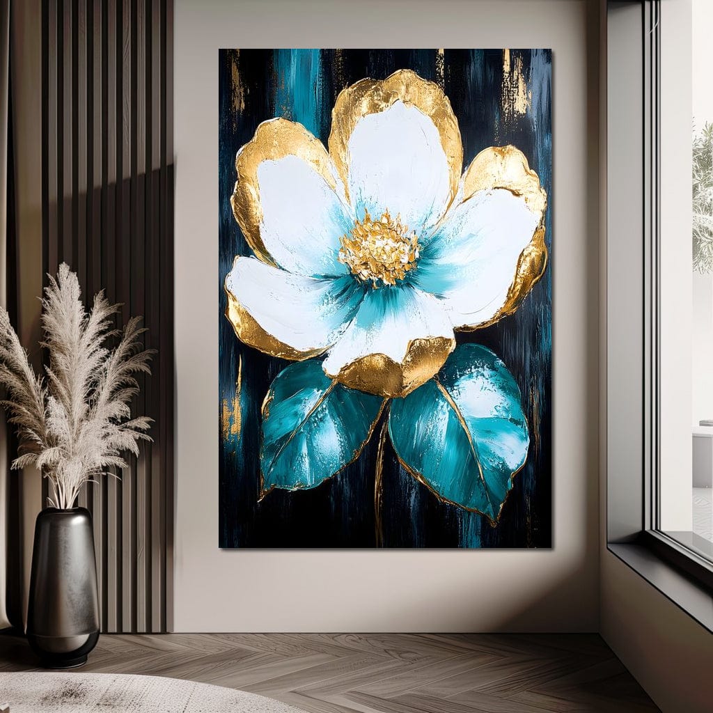 Golden Bloom Elegance Canvas Wall Art