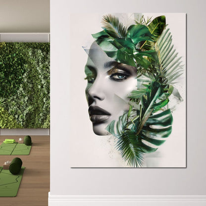 Botanical Muse Fusion Portrait Canvas Wall Art