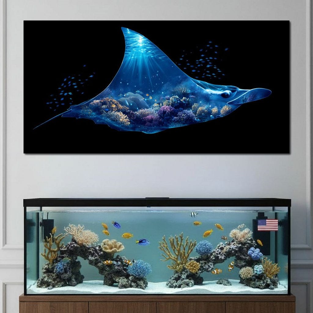 Ocean Manta Reef Lightfall Canvas Wall Art