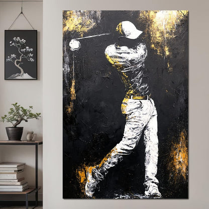 Golf Profile in Black Canvas Wall Art