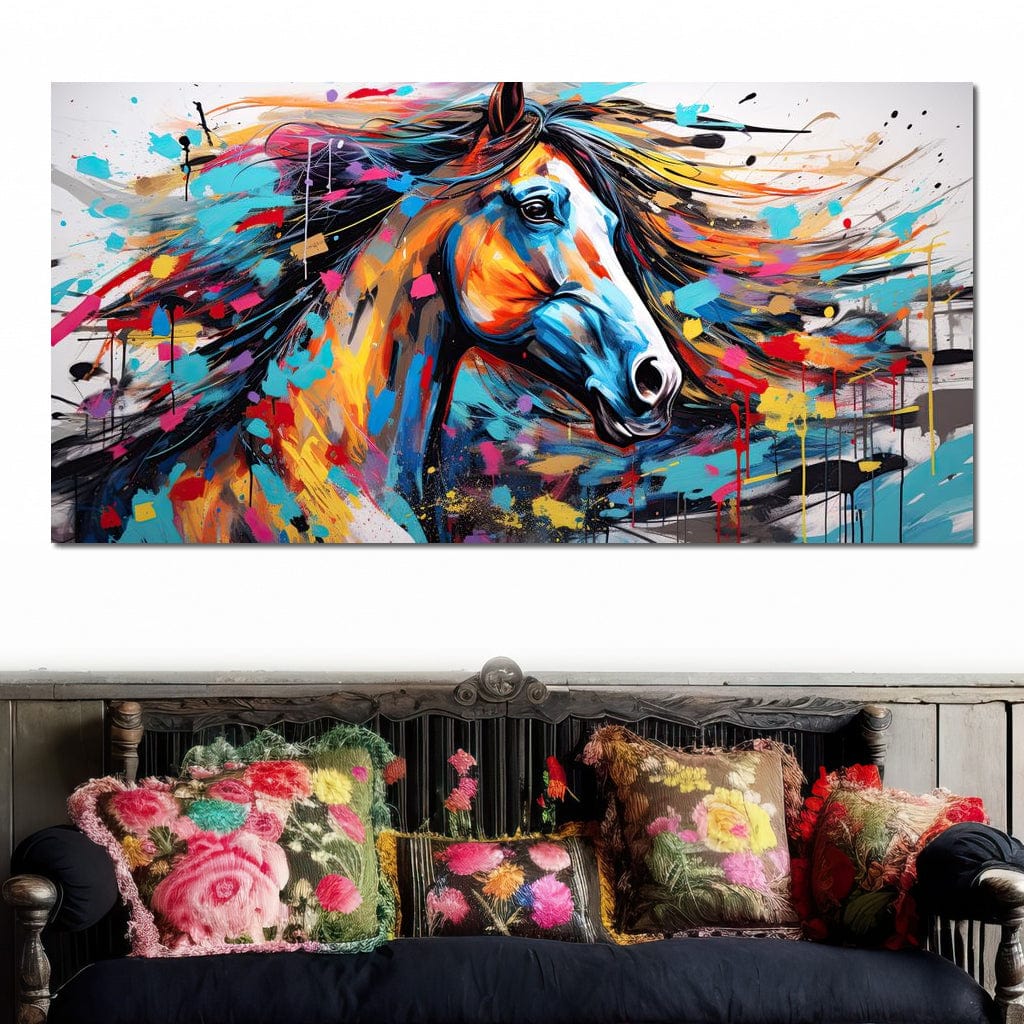 Vibrant Equine Mosaic Canvas Wall Art