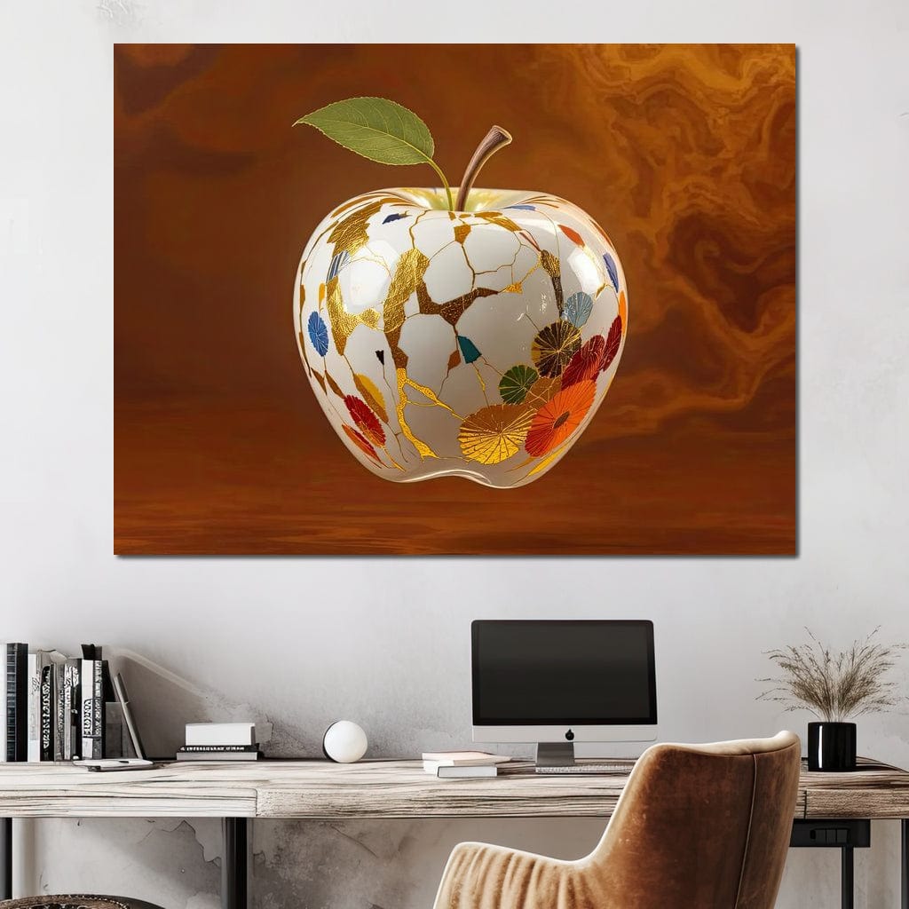 The Kintsugi Apple Canvas Wall Art