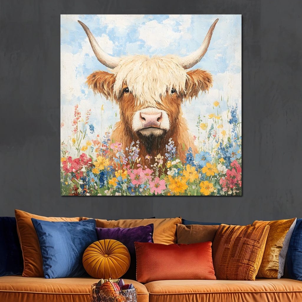 Highland Bloom Encounter Canvas Wall Art