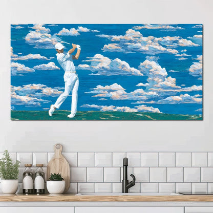 Swinging Through Dream Clouds Canvas Wall Art