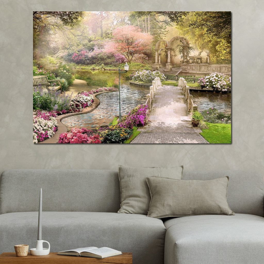 Pond Bridge Canvas Wall Art