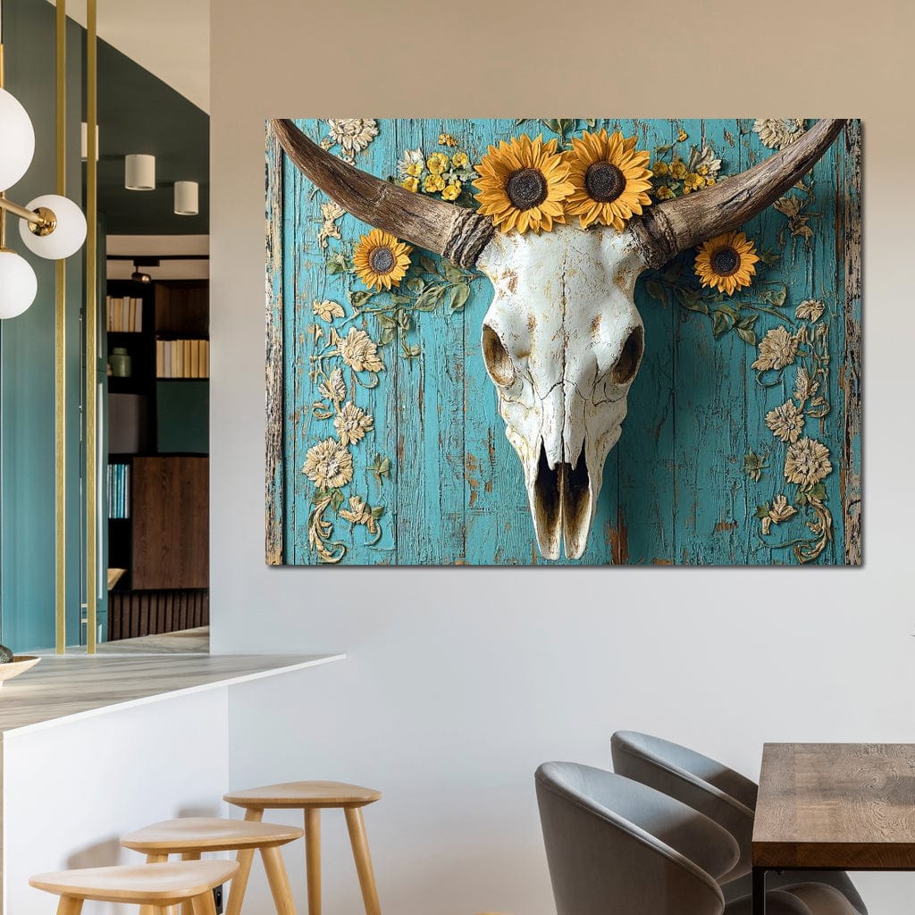 Bull Skull Rustic Vibes Canvas Wall Art