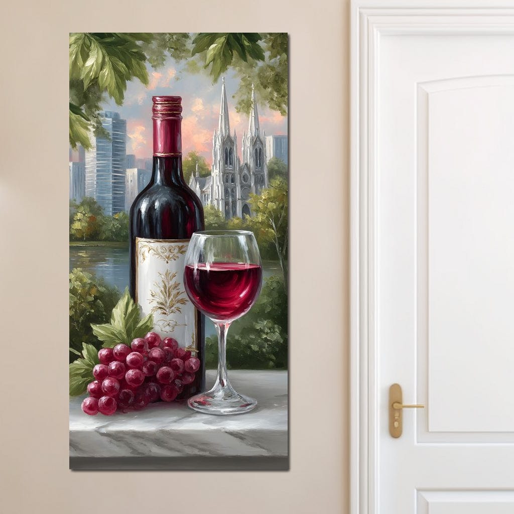 Wine Reflections Cityscape Elegance Canvas Wall Art