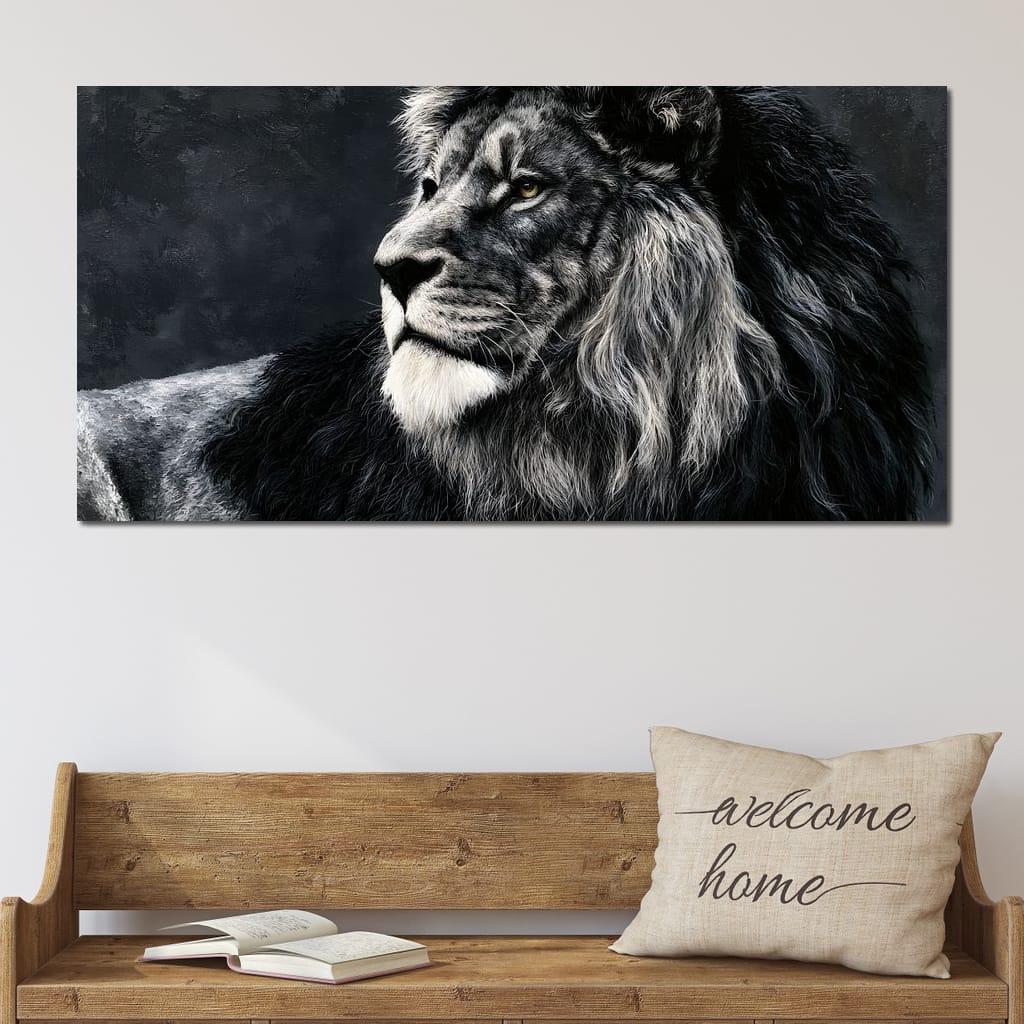 Somber Lion Canvas Wall Art