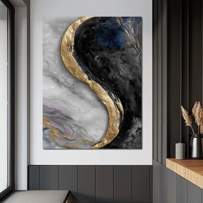 Gilded Moonstone Abstract Flow Canvas Wall Art