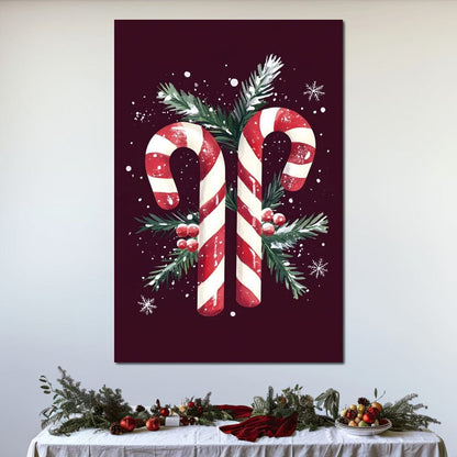 Candy Cane Christmas Treat Canvas Wall Art