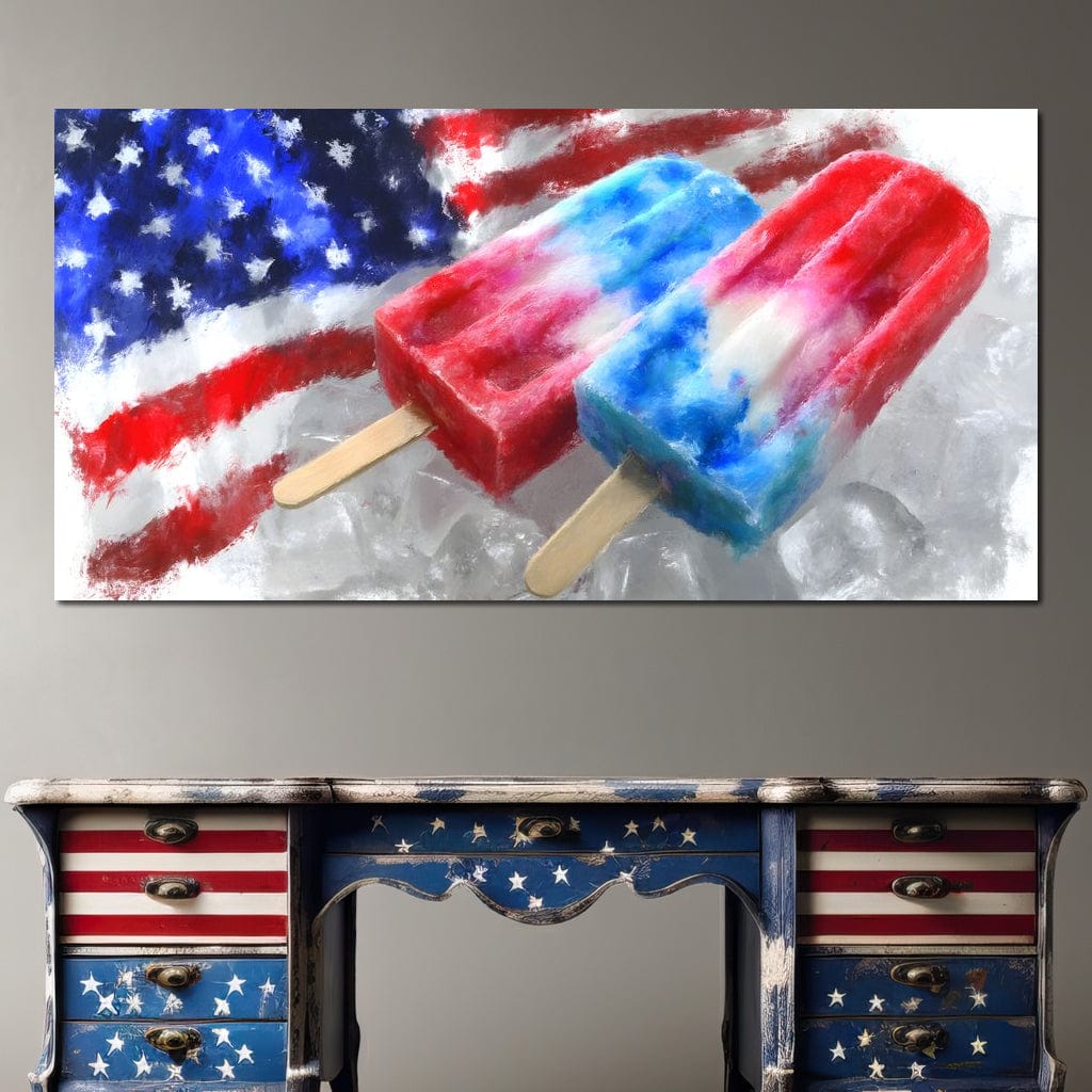 Patriotic Popsicle Delight Canvas Wall Art