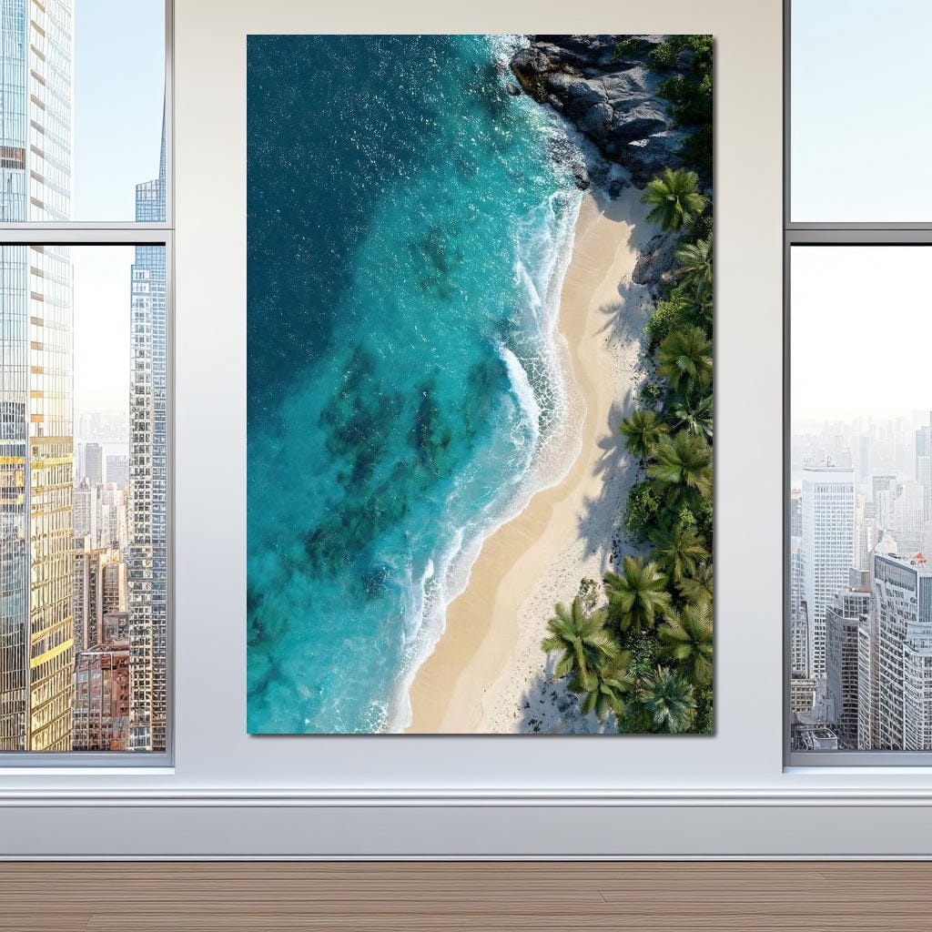 Tropical Cove Aerial Shoreline Canvas Wall Art